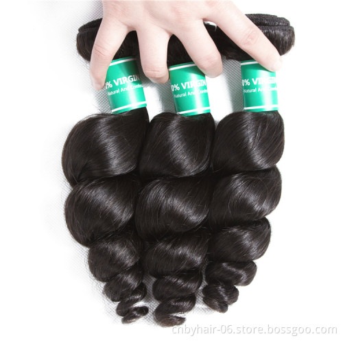 Private Lable 8A Loose Wave Bundles Brazilian Human Hair Remy 1/3/4 /Pcs Lot Natural Black 100% Human Hair Extension